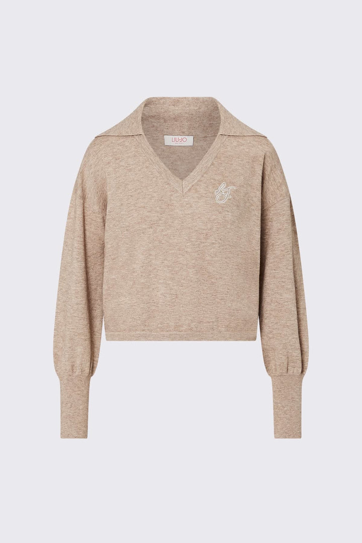 Polo collar knit for women liujo