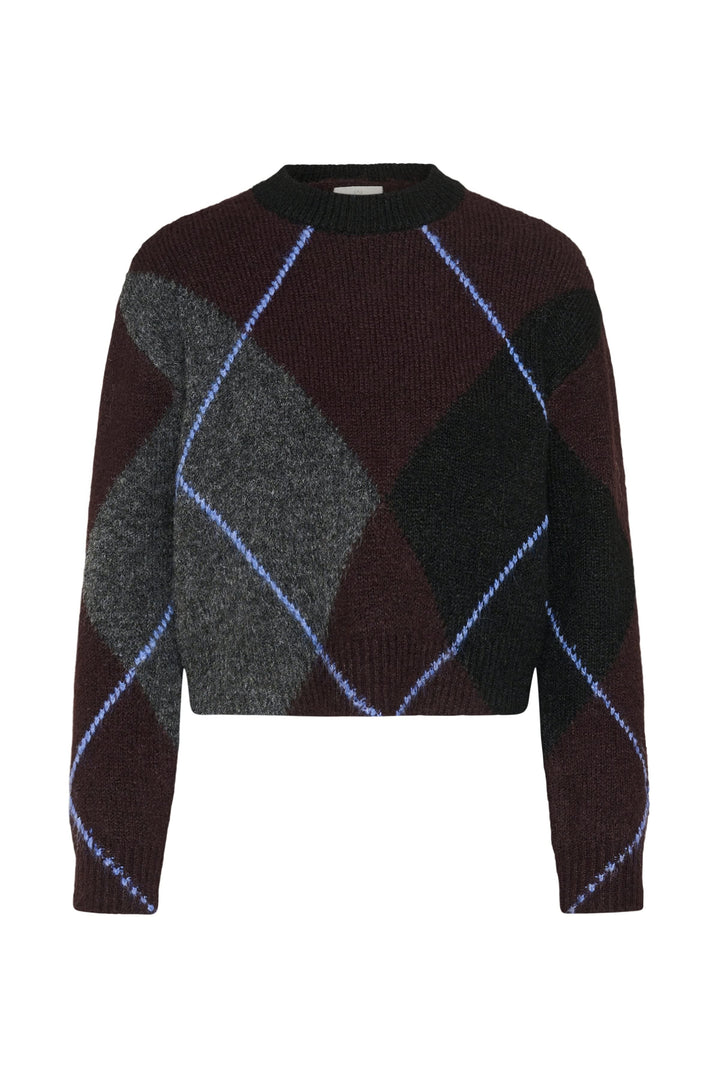 Tricot à motif losanges vue de face pour femme Kaffe
