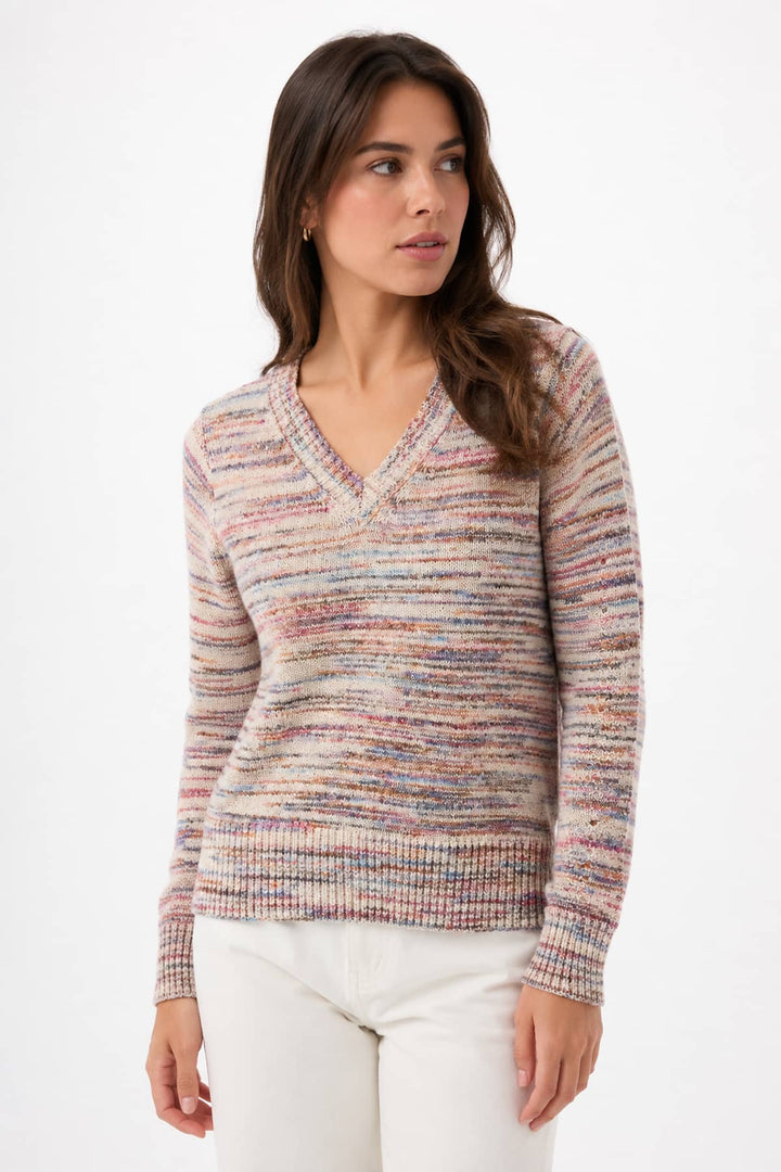 Tricot chiné à col en V pour femme Coco y Club