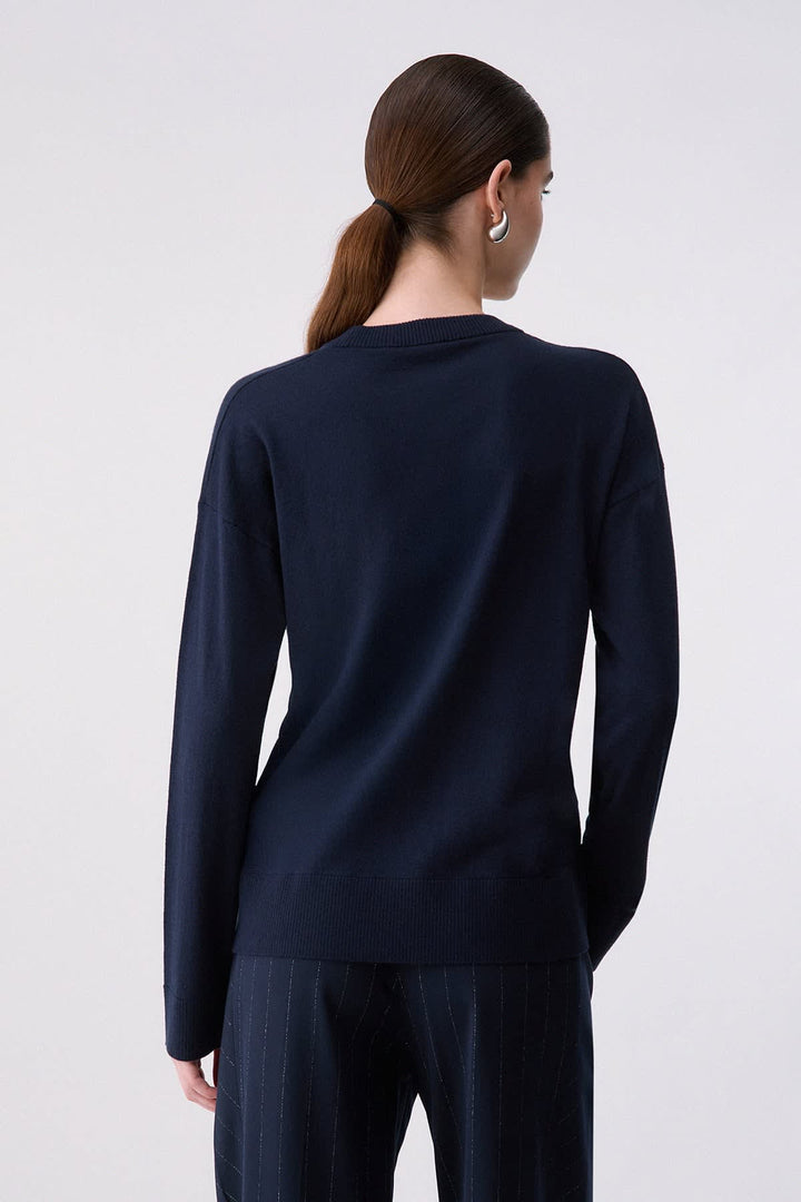 Tricot classique à encolure ronde pour femme liujo
