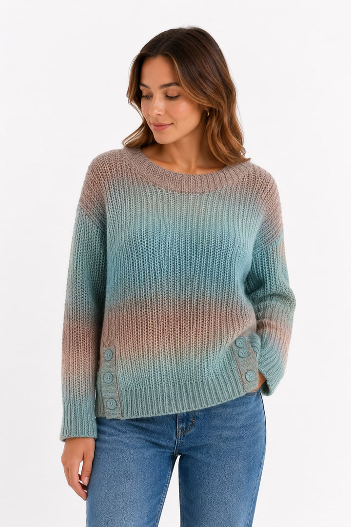 Tricot en maille dégradée à boutons vue de face pour femme Coco y Club