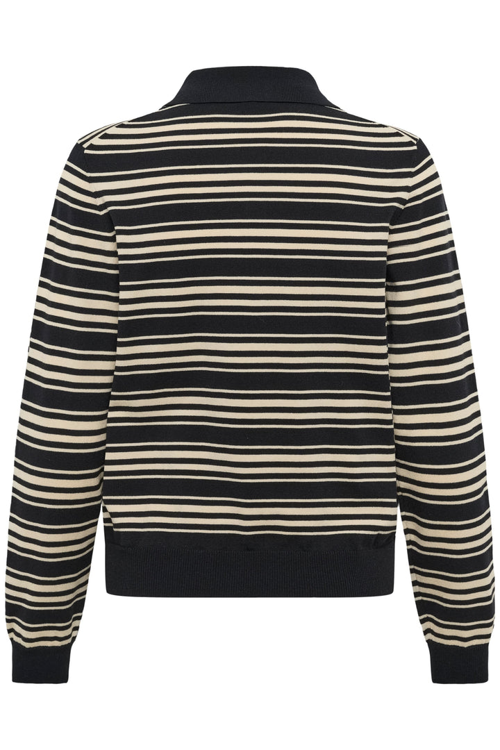 Tricot polo à rayures vue de face pour femme Part Two