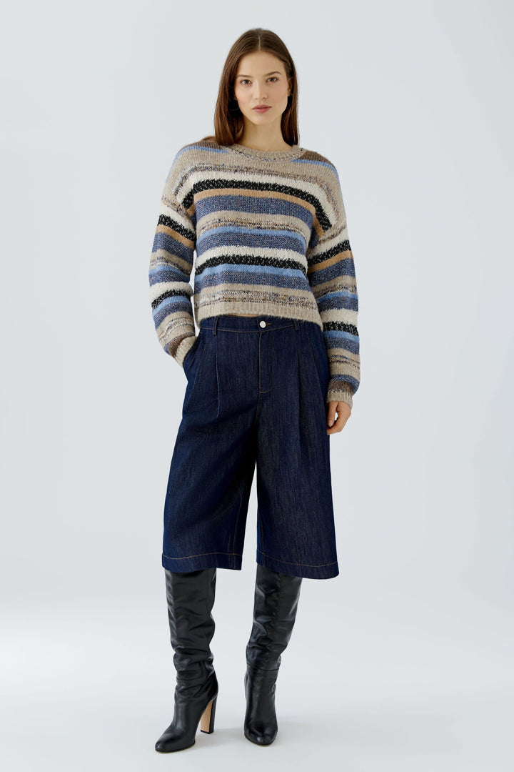 Tricot rayé à col rond pour femme Oui