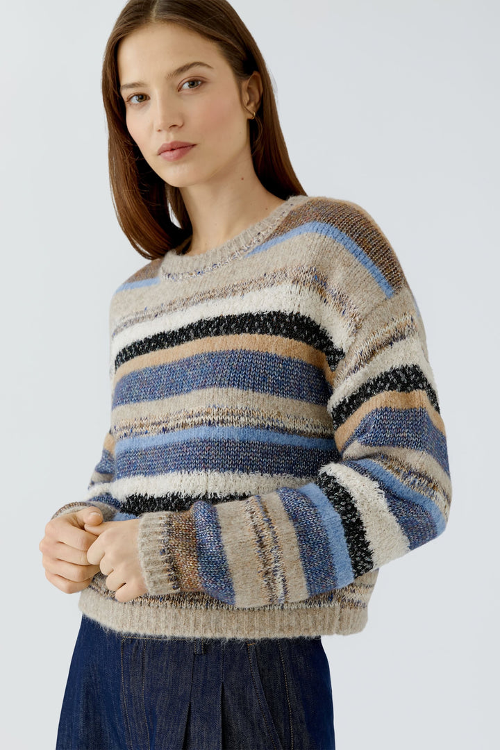 Tricot rayé à col rond pour femme Oui