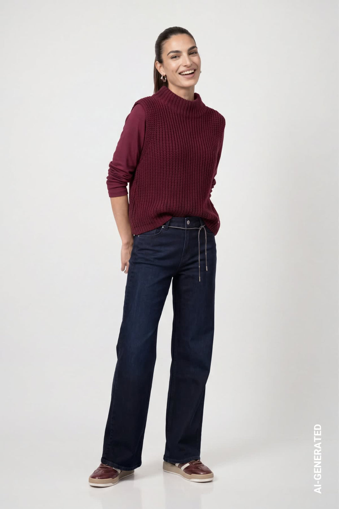 Tricot sans manches à col montant pour femme Monari