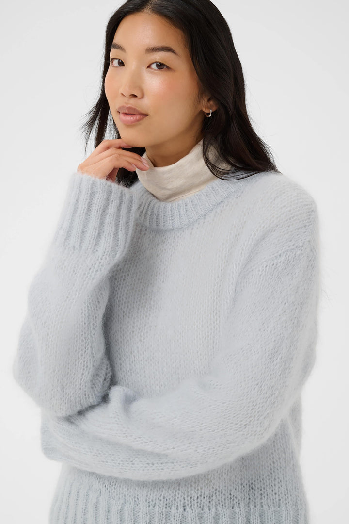 Tricot Sille duveteux à col rond pour femme Part Two