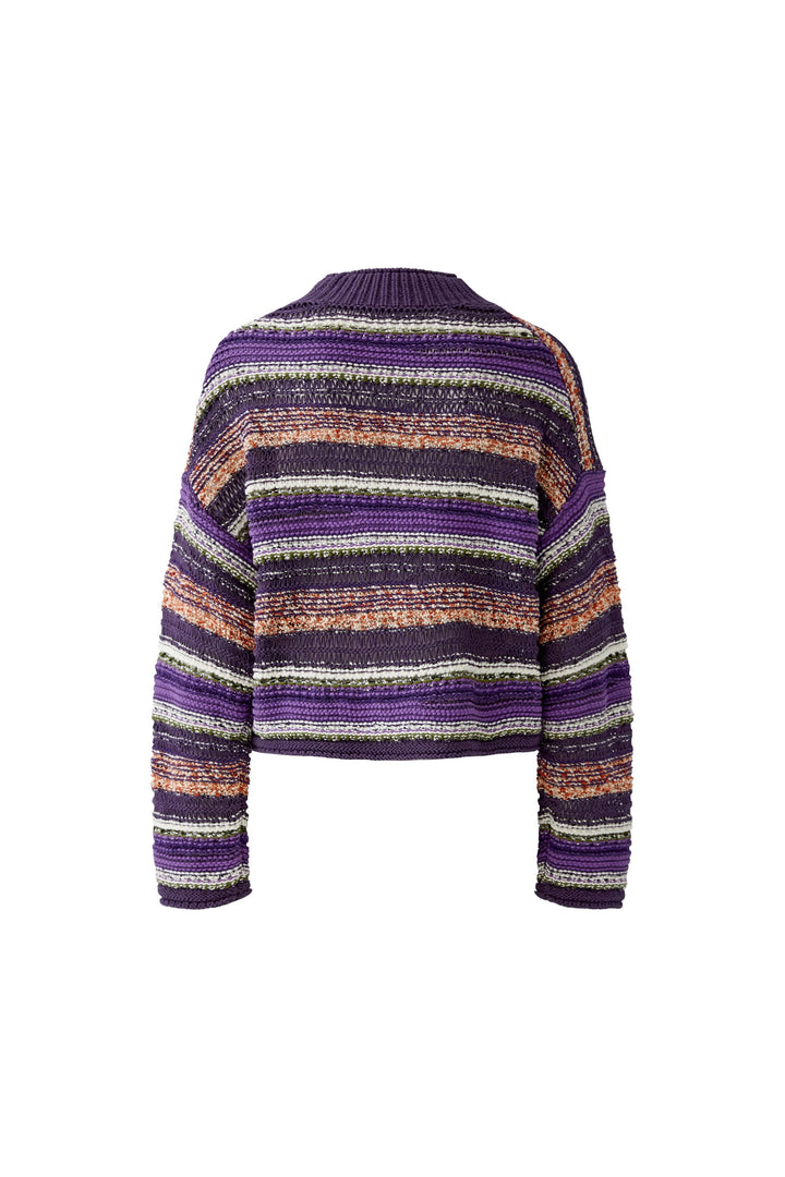 Tricot texturé à rayures multicolores vue de face pour femme Oui