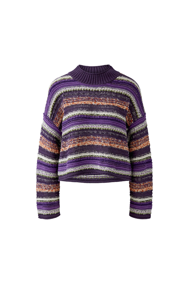 Tricot texturé à rayures multicolores vue de face pour femme Oui