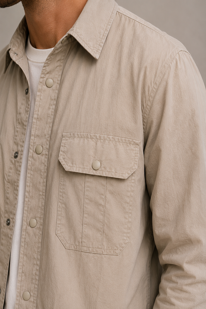 Utility overshirt in stretch cotton