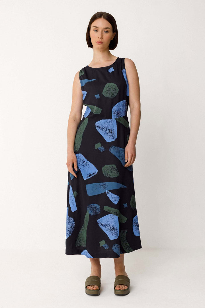 Erge flowing sleeveless printed midi dress