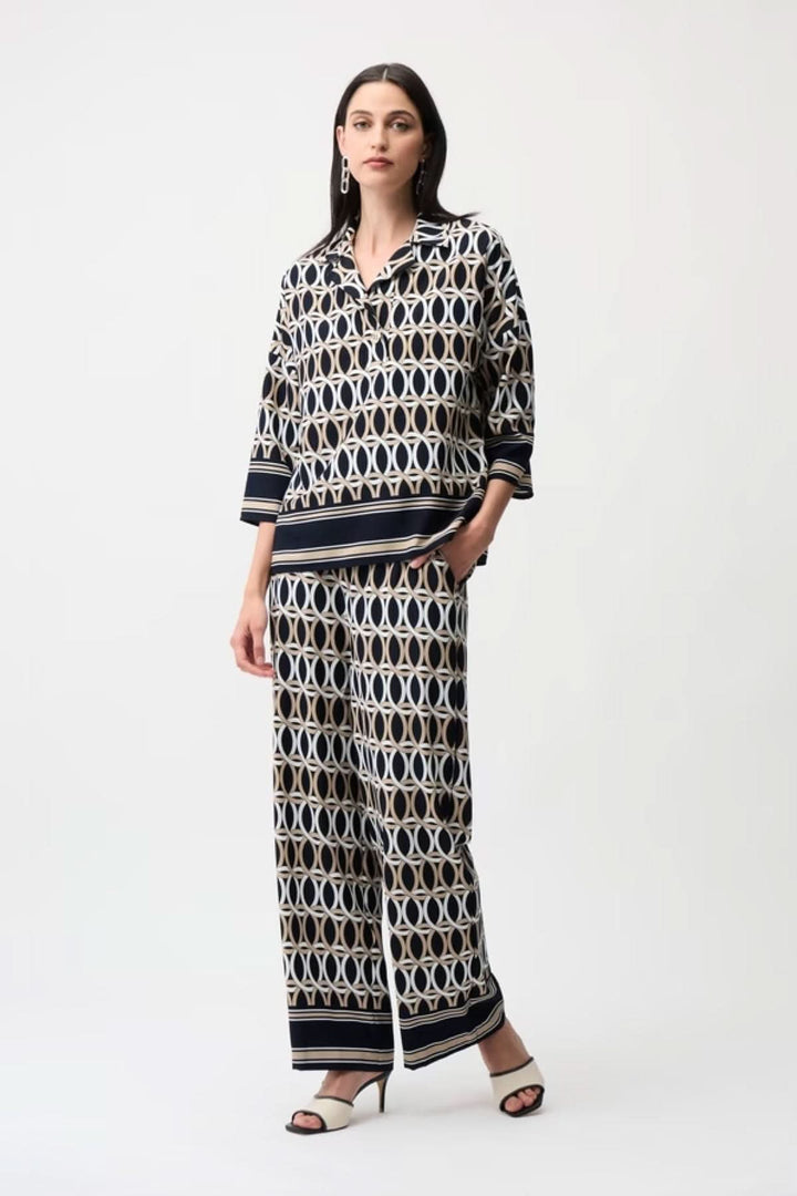 Open-neck printed top