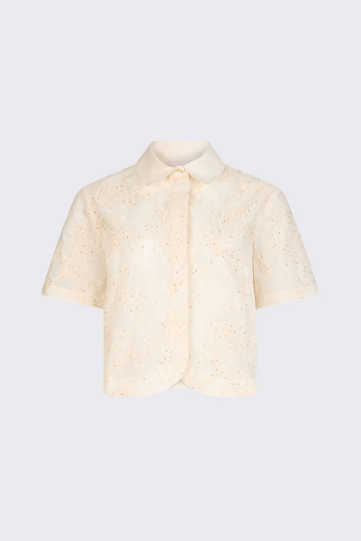 Chemise brodée à manches courtes