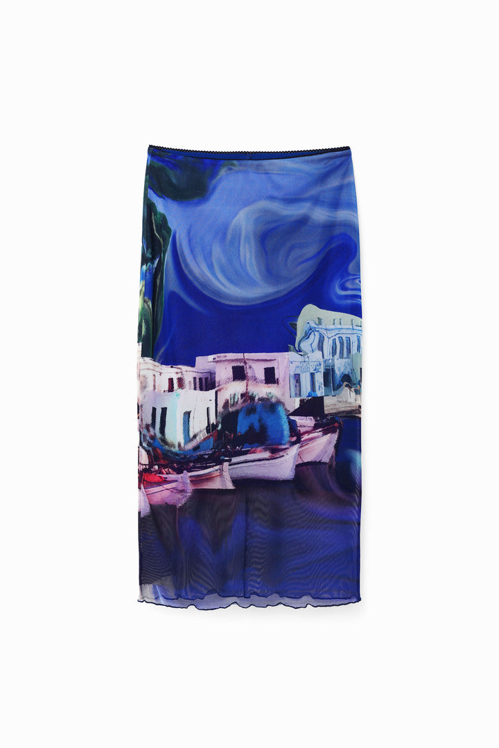 Landscape print skirt