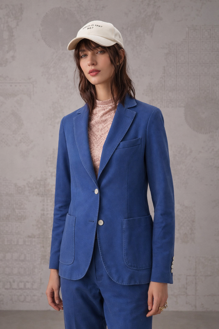 Textured blazer with contrasting buttons