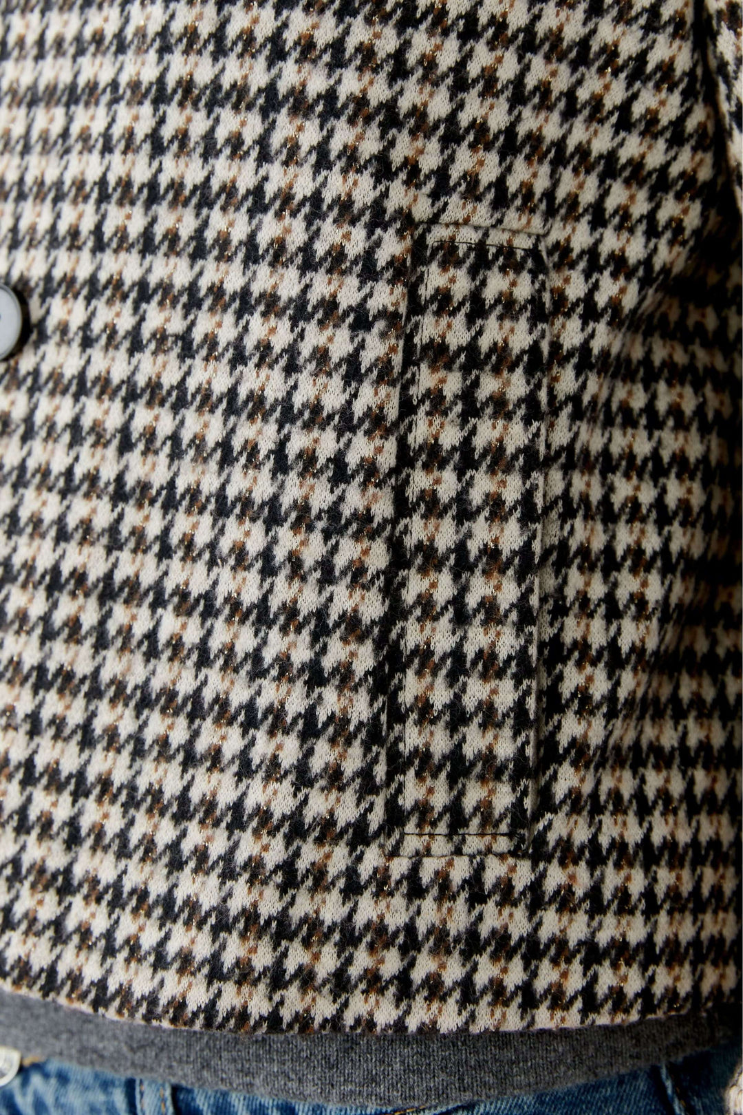 Short double-breasted houndstooth jacket
