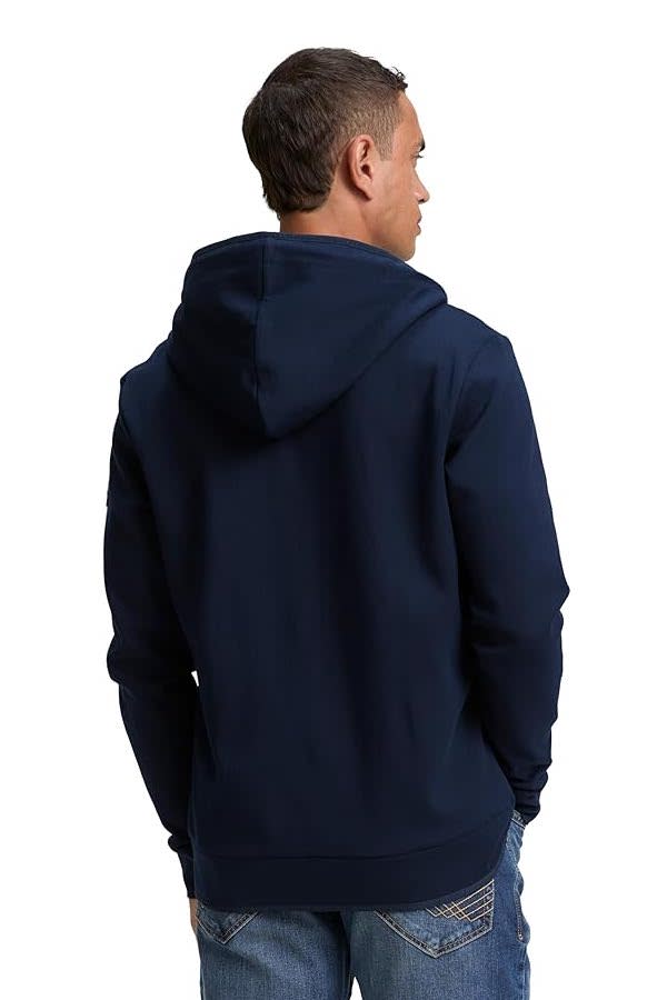 Vue de face veste zippée à capuchon Tom Tailor pour homme gris avec détails de couture - Valérie Simon