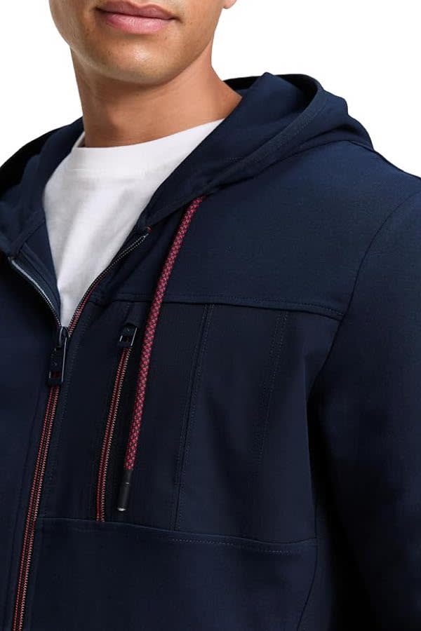 Vue avant veste à capuchon zippée Tom Tailor pour homme gris chiné - Valérie Simon