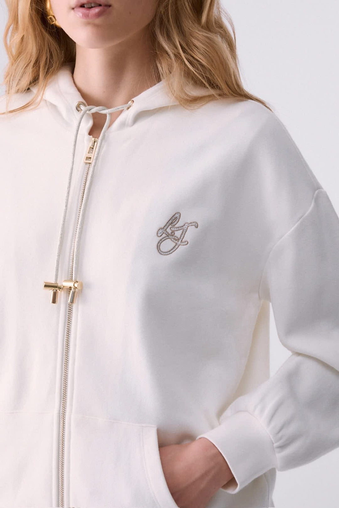 Veste à capuchon zippée à manches longues pour femme liujo