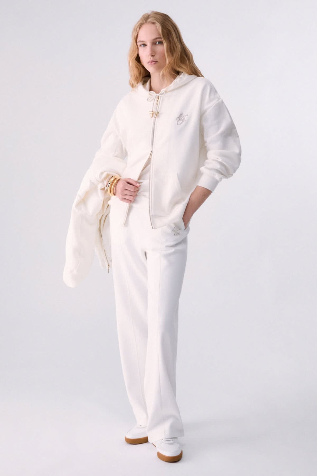 Veste à capuchon zippée à manches longues pour femme liujo