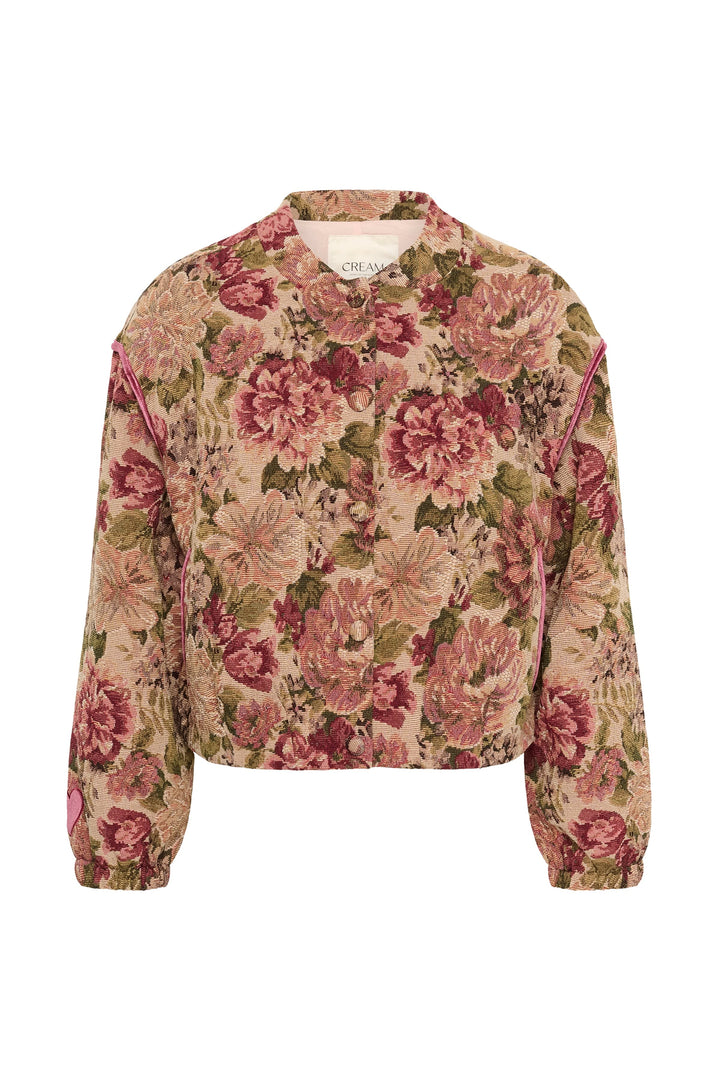 Veste courte à motif floral pour femme Cream