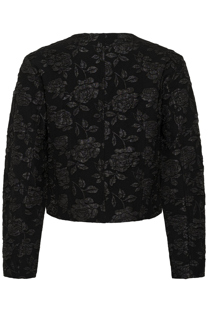 Veste courte à motif floral texturé vue de face pour femme Kaffe