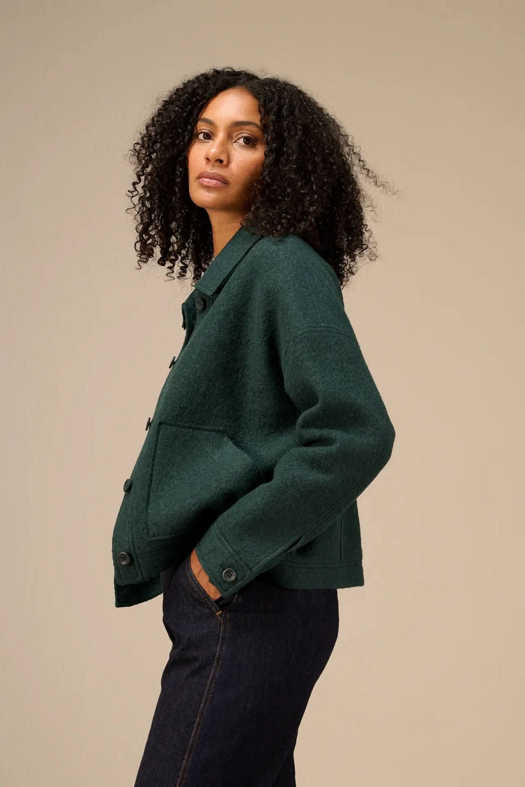 Nile women’s cropped button-up shirt-collar jacket