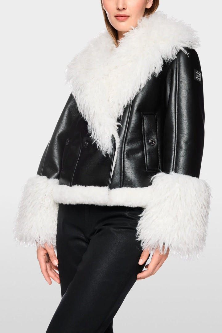Veste courte en simili-cuir et fausse fourrure pour femme Marc Cain