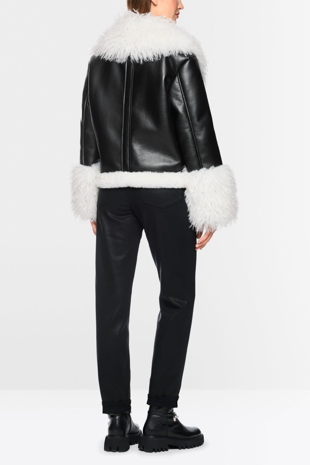 Veste courte en simili-cuir et fausse fourrure pour femme Marc Cain