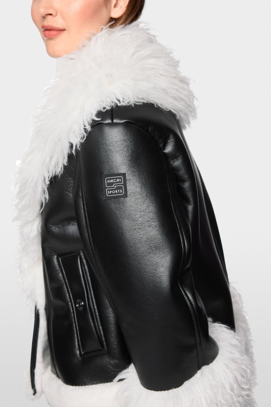 Veste courte en simili-cuir et fausse fourrure pour femme Marc Cain
