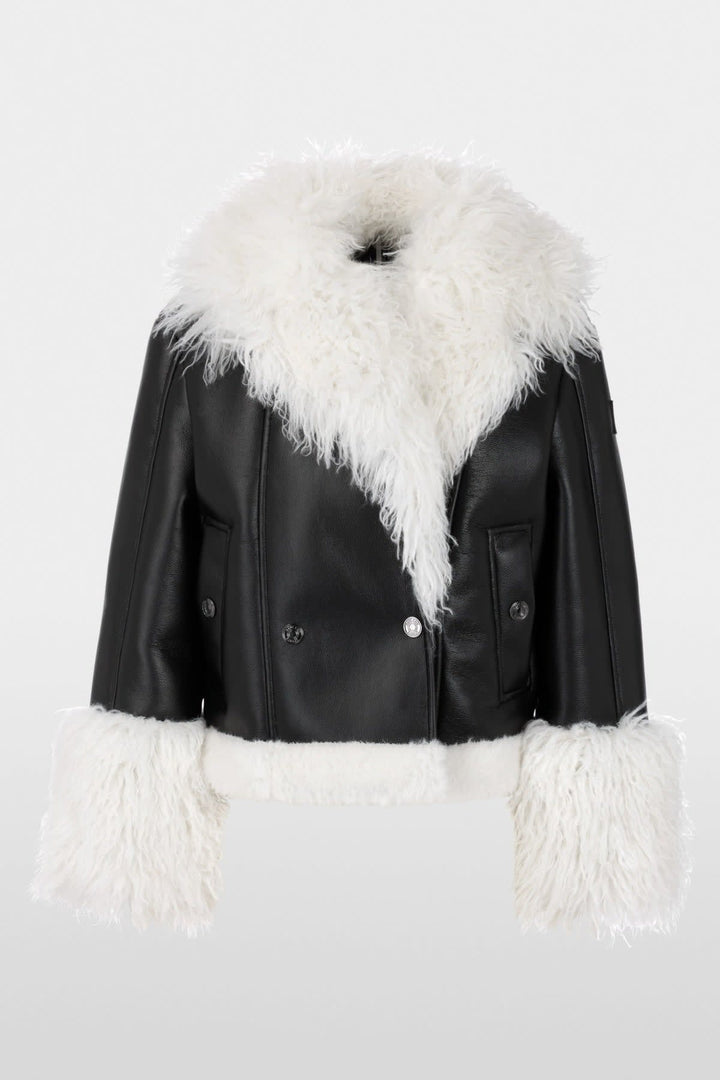 Veste courte en simili-cuir et fausse fourrure pour femme Marc Cain