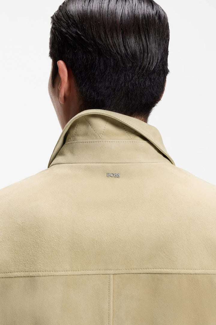 Veste en cuir à fermeture éclair pour homme Hugo Boss