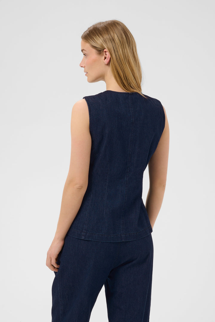 Blue Carolan sleeveless denim jacket front view for women Part Two