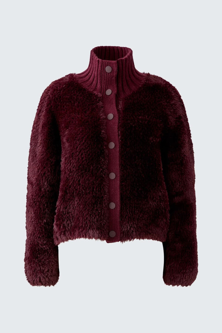 Veste en fausse fourrure à col montant pour femme Oui