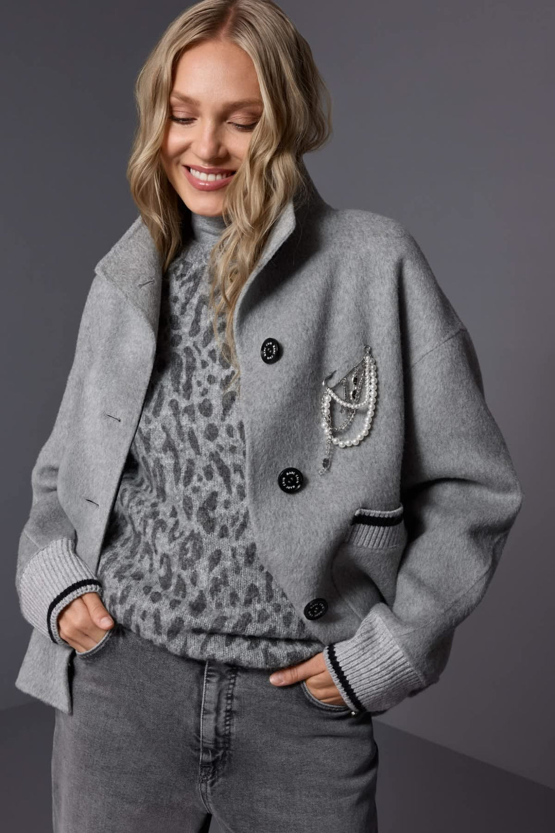 Veste en laine mélangée à col montant pour femme Marc Cain