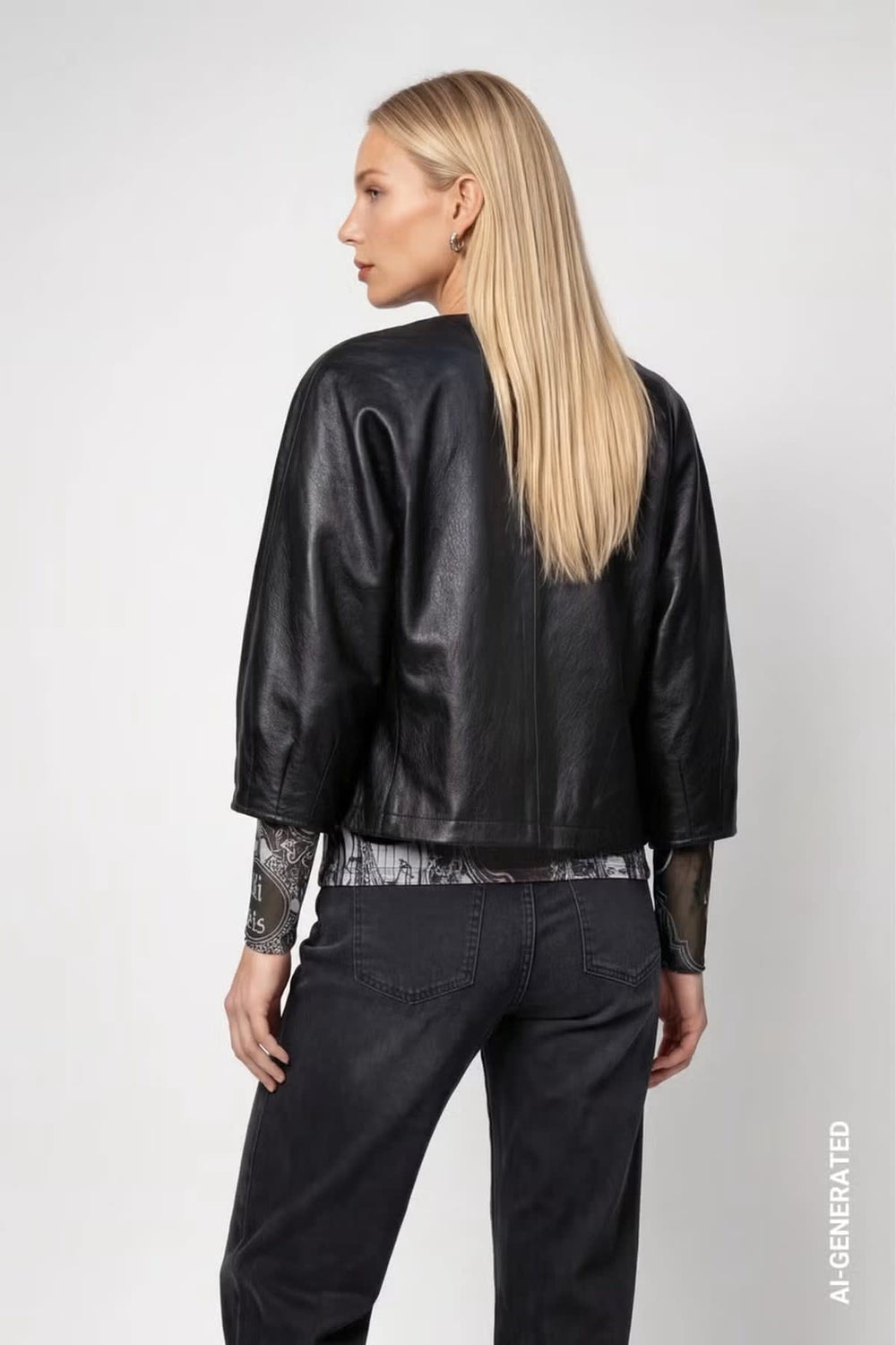 Veste en similicuir à manches ballon pour femme Monari