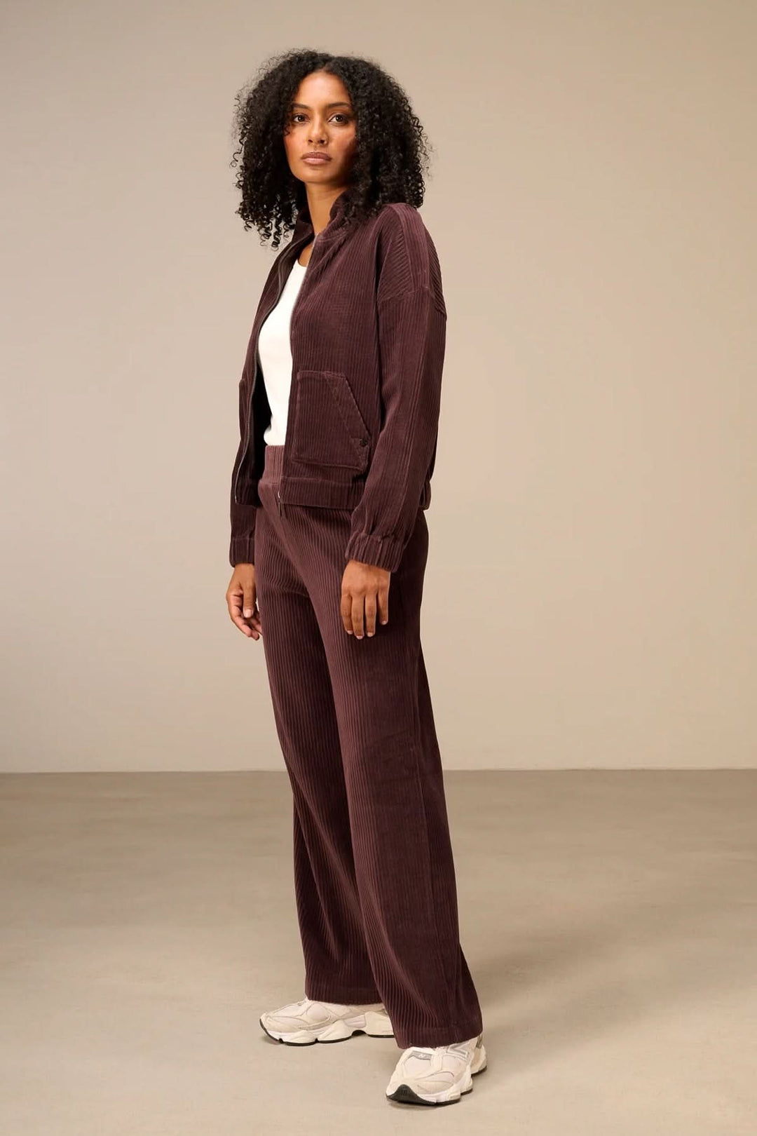 Veste en velours côtelé à manches longues pour femme Nile