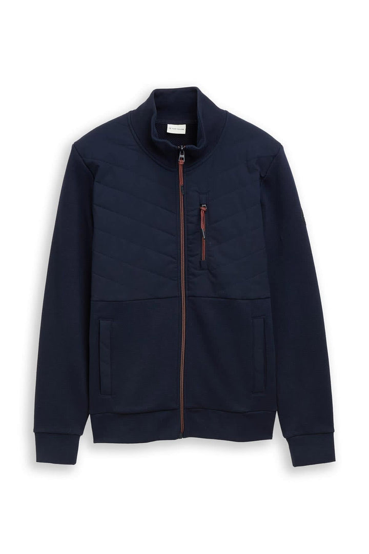 Vue de face veste hybride Tom Tailor pour homme grise zippée avec manches - Valérie Simon