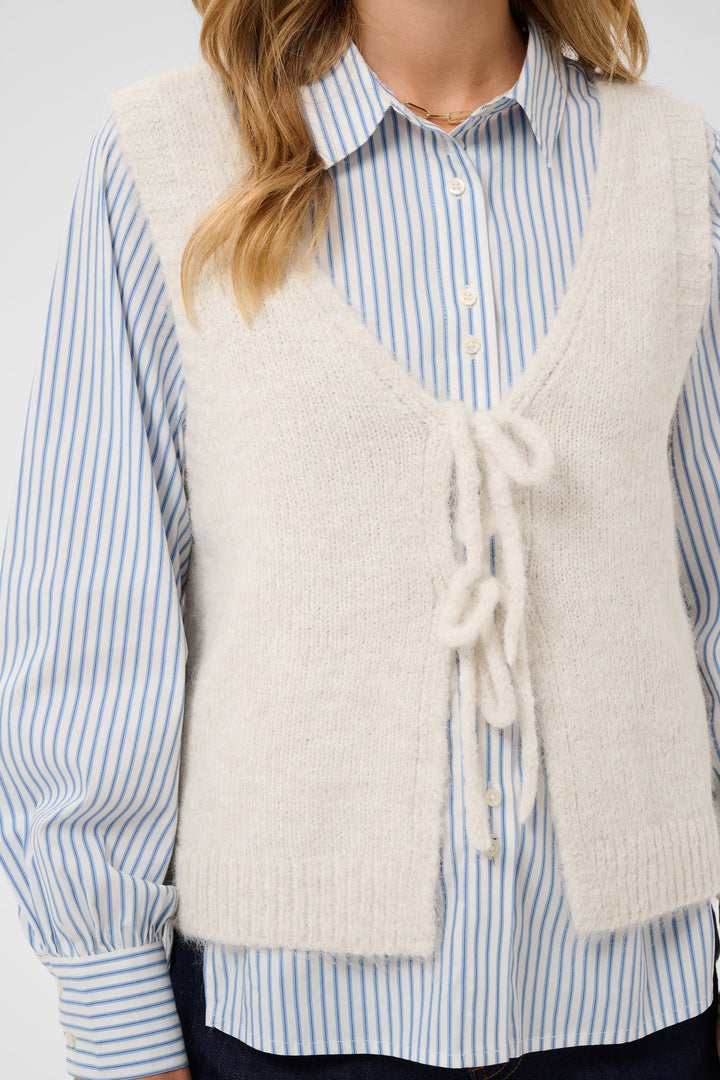 Veste sans manches en tricot à nouer pour femme Cream