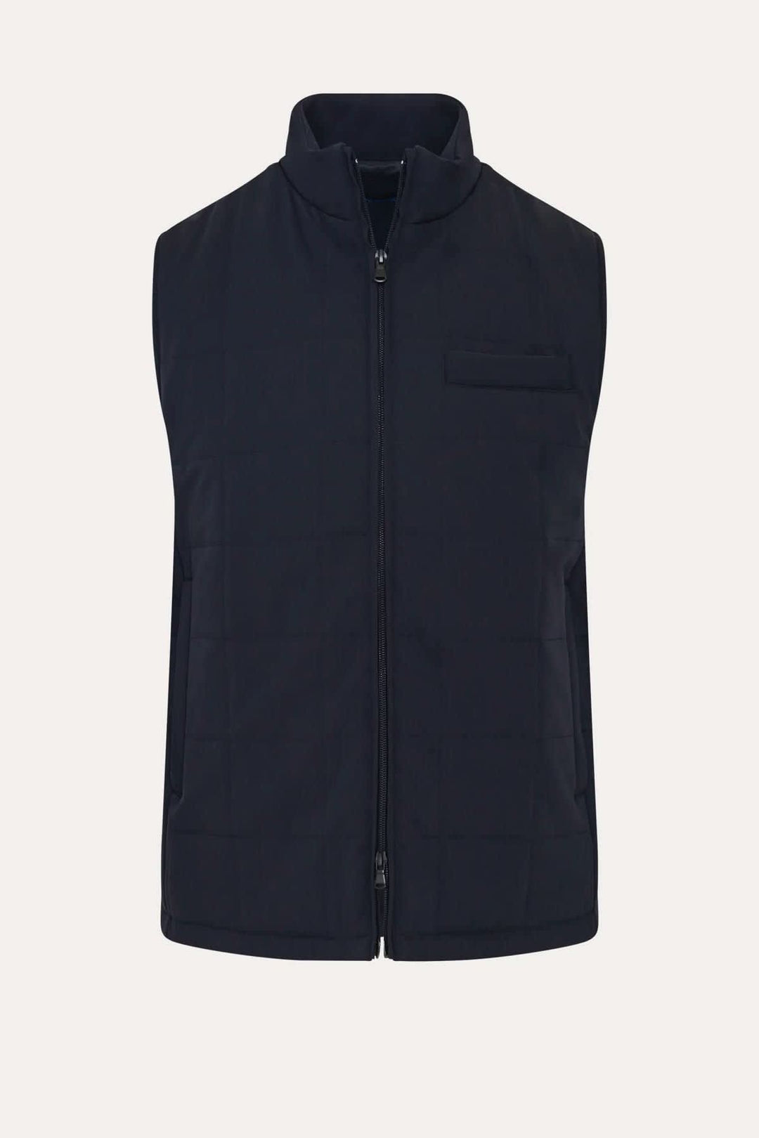Veste sans manches matelassée noire à col montant vue de face pour homme Patrick Assaraf