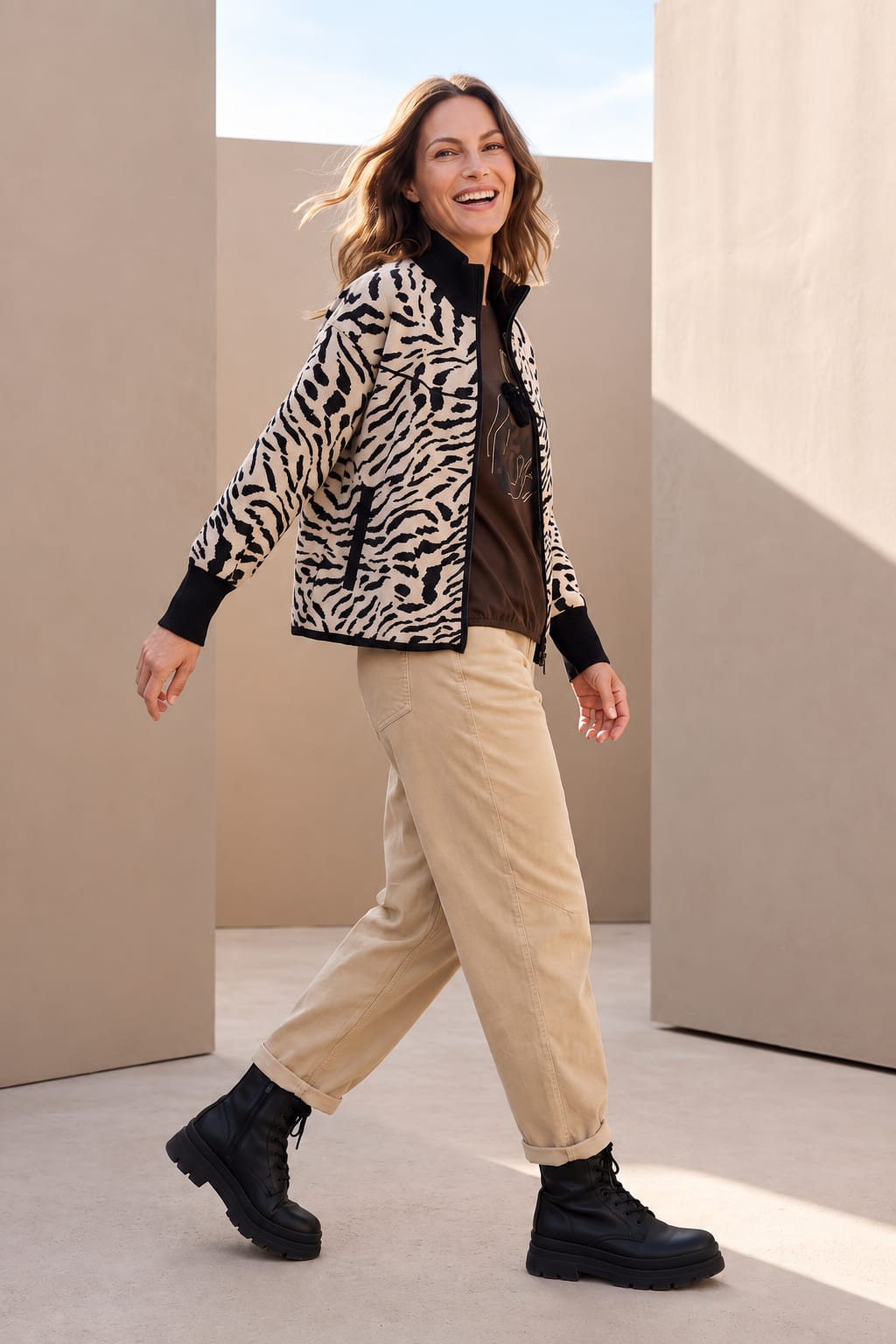 Veste zippée à imprimé animalier pour femme kennys