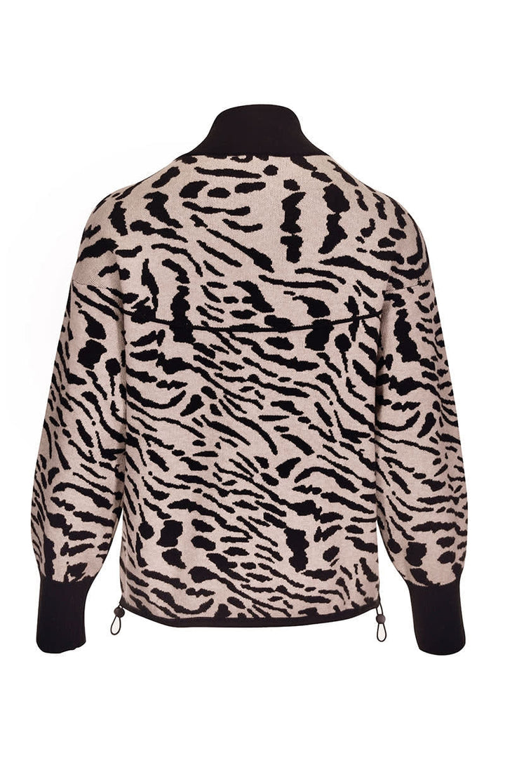 Veste zippée à imprimé animalier vue de face pour femme kennys
