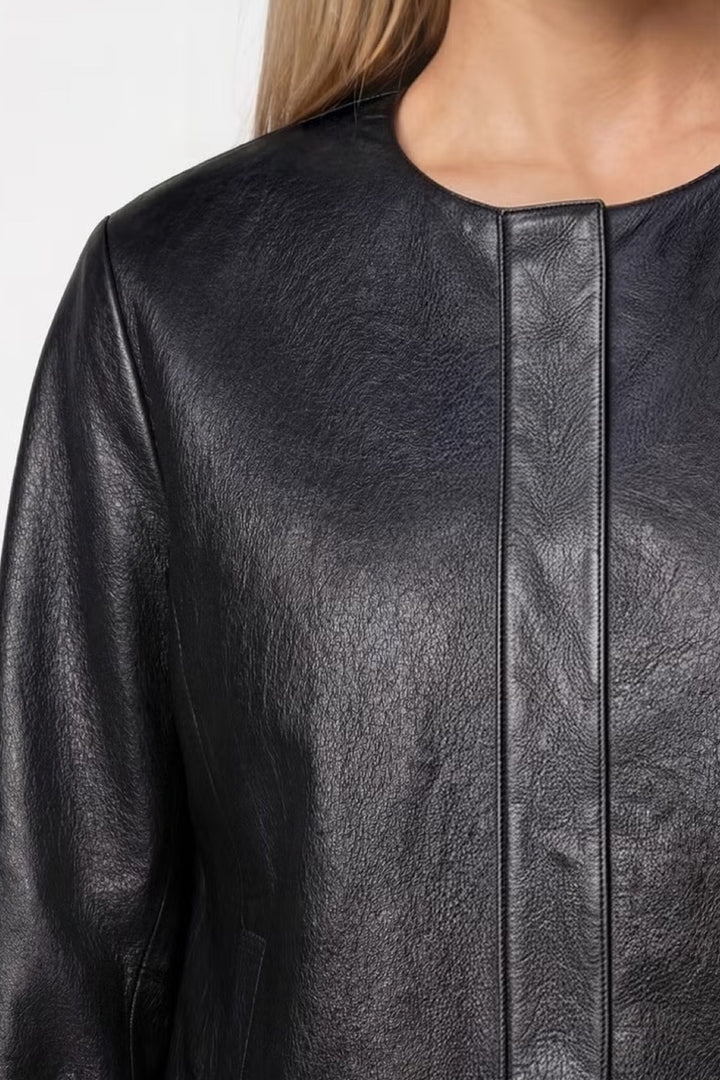 Faux leather jacket with balloon sleeves 