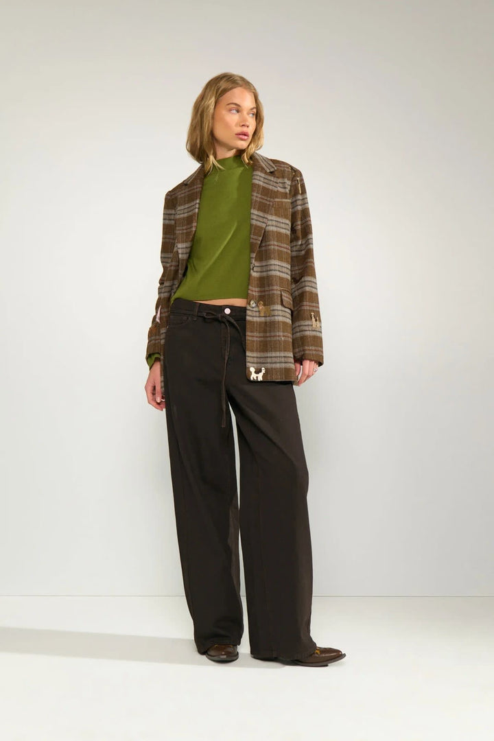 Veston à carreaux avec broderies pour femme Numph