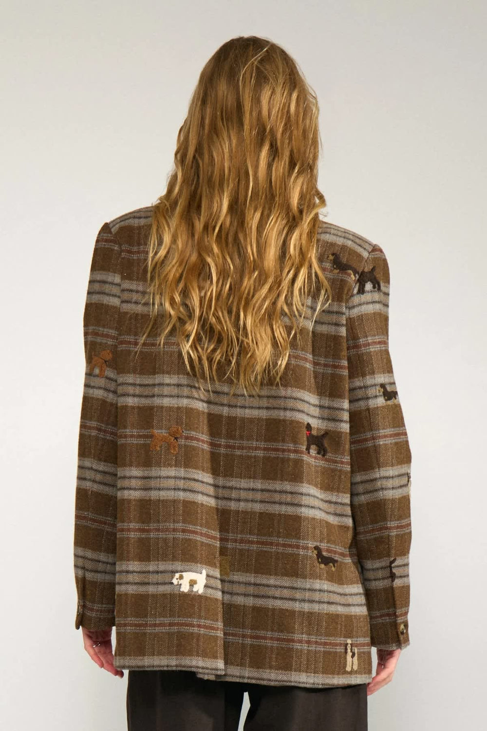 Veston à carreaux avec broderies pour femme Numph
