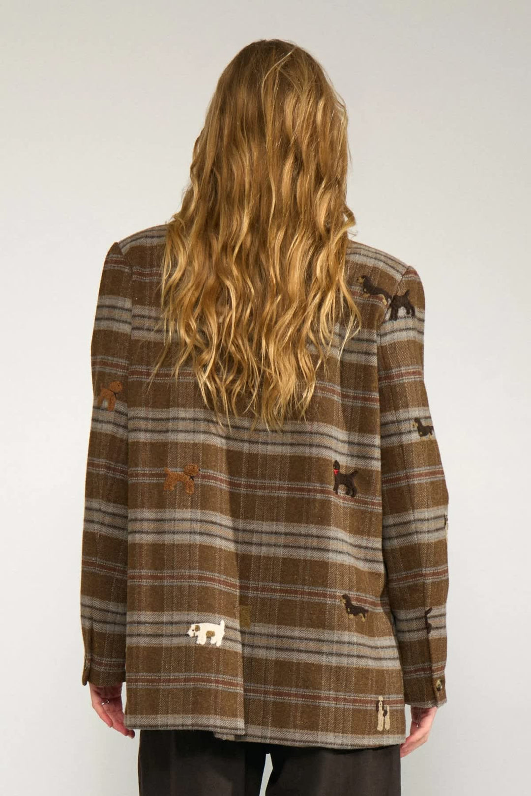 Veston à carreaux avec broderies pour femme Numph