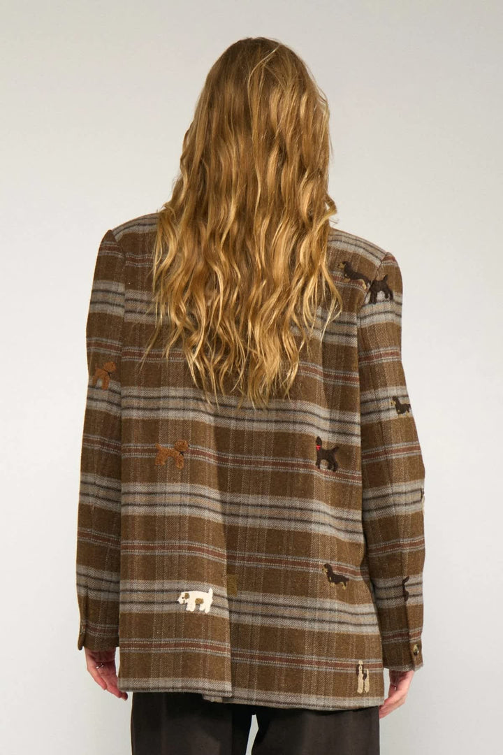 Veston à carreaux avec broderies pour femme Numph