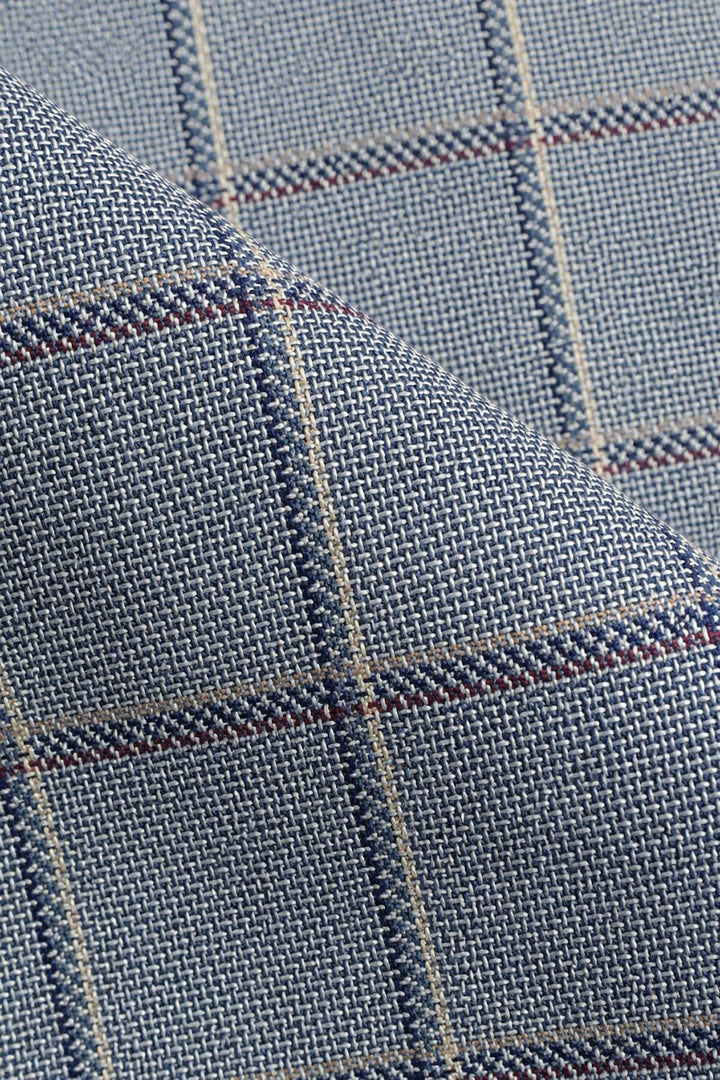 Vue de face veston homme à carreaux fenêtre avec revers classiques Lief Horsens bleu - Valérie Simon