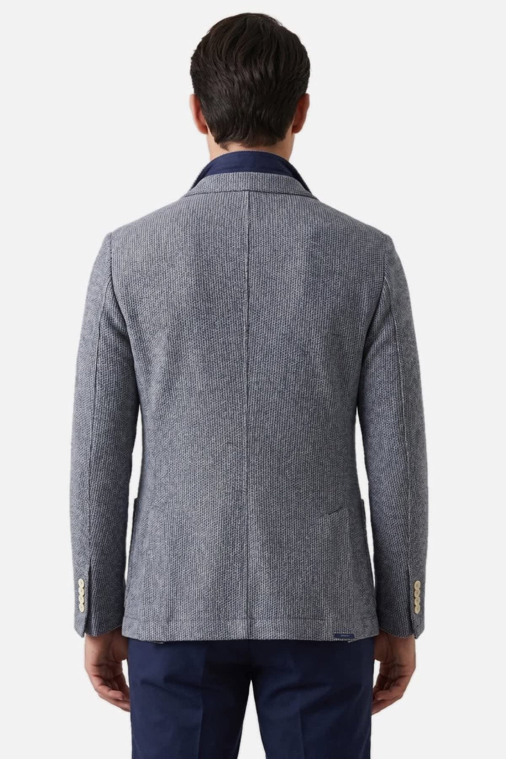 Vue de face veston texturé Circolo pour homme gris avec boutons et poches - Valérie Simon