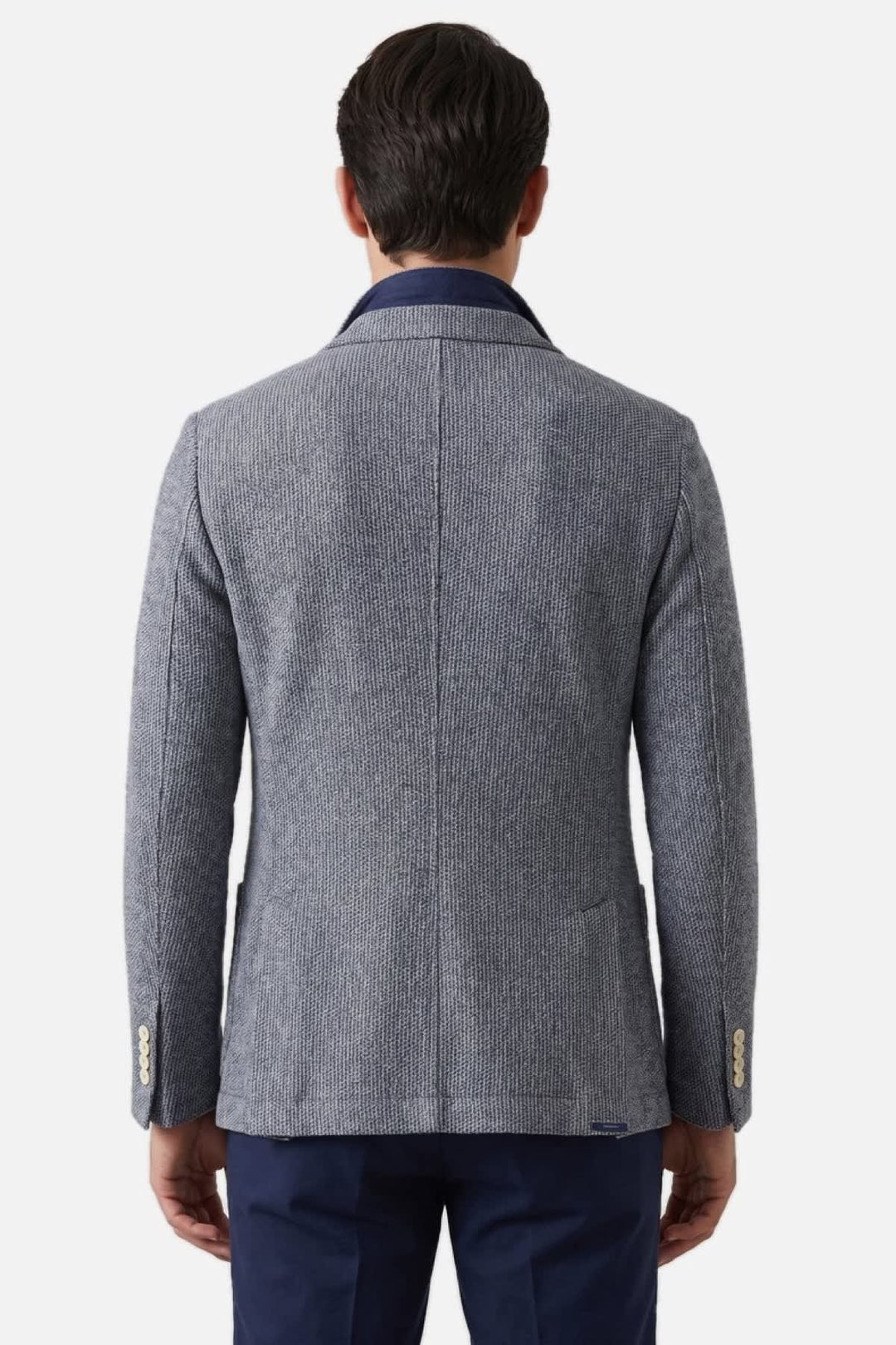Vue de face veston texturé Circolo pour homme gris avec boutons et poches - Valérie Simon