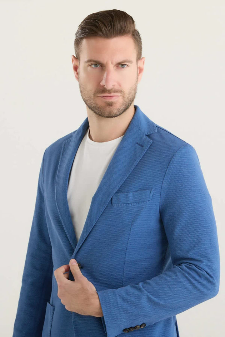 Vue de face veston Circolo pour homme gris avec poches plaquées - Valérie Simon